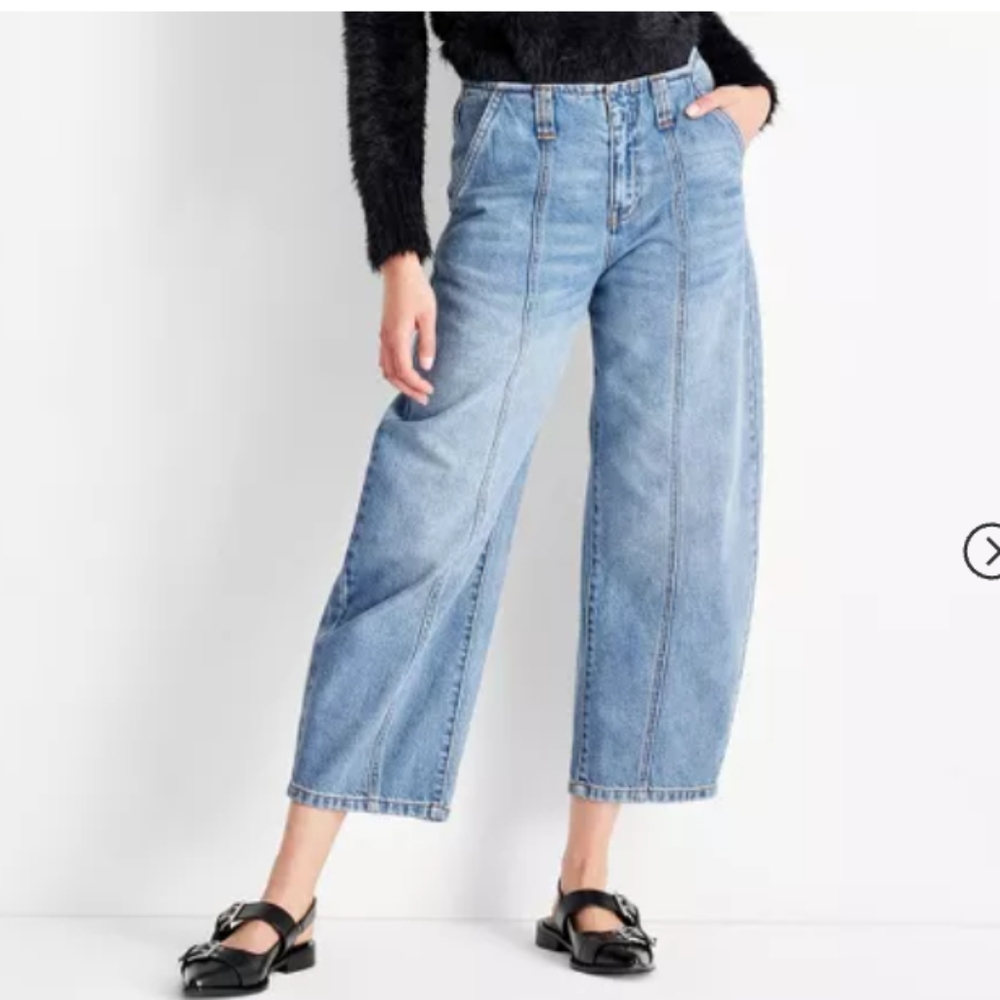 Future collective Mid-Rise Barrel Leg Jeans (Target)